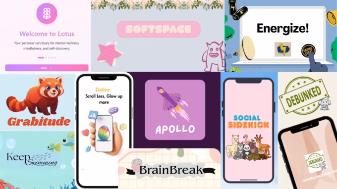 photo collage of apps created during youth hackathon