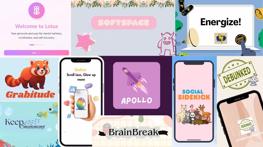 photo collage of apps created during youth hackathon